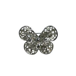 Vintage Emmons Silver Tone Filigree Butterfly Pin Signed (5574)